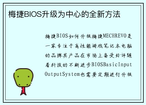 梅捷BIOS升级为中心的全新方法